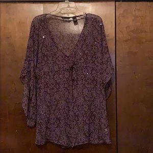 New York & Co sheer purple tunic top